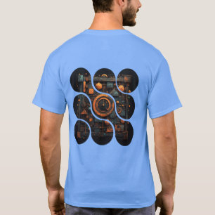 Industrielles Steampunk-Mosaik: Orange und Stahlge T-Shirt