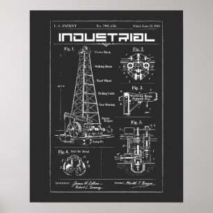 Industrieplan: Ölbohrinsel-Mechanik Poster