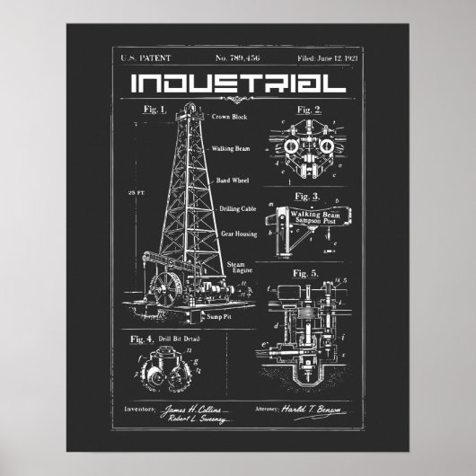 Industrieplan: Ölbohrinsel-Mechanik Poster (Vorne)