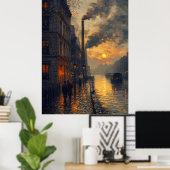 Industriestadt im Impressionismus Sunset Poster (Heimbüro)