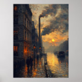 Industriestadt im Impressionismus Sunset Poster (Vorne)