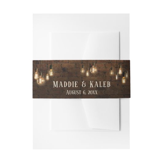 Industriesteine, Edison-Leuchten, Namen und Datum Einladungsbanderole (Vorderseite Beispiel)