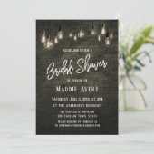 Industriesteine mit Edison Lights Brautparty Einladung (Stehend Vorderseite)