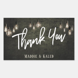 Industriesteine mit Edison Lights Vielen Dank Rechteckiger Aufkleber