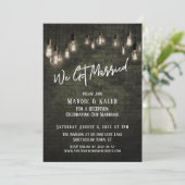 Industriesteine mit Edison Lights Wir Got Verheira Einladung (Stehend Vorderseite)