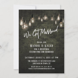 Industriesteine mit Edison Lights Wir Got Verheira Einladung