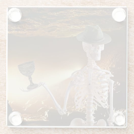 "Indy Bones Halloween Skelett" Glasuntersetzer (Rückseite)