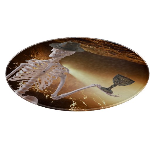 "Indy Bones Halloween Skelett" Schneidebrett (Ecke)