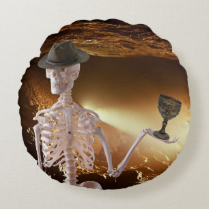 "Indy" Knochen Halloween Skelettwurfkissen Rundes Kissen