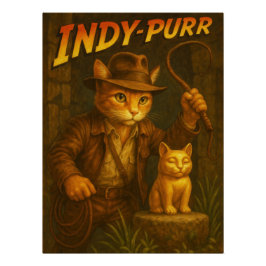 Indy Purr Adventure Cat Indiana Jones Parody Poster
