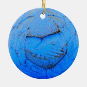 ineinander gefaltete Hände Freunde für immer Keramikornament