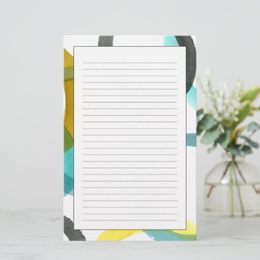 Ineinander greifen der gelben u. blauen Kreise Briefpapier (Stehend Vorderseite)