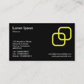 Ineinander greifenquadrate - Gelb auf Schwarzem Visitenkarte (Rückseite)