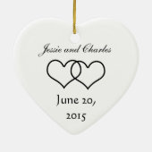 Ineinandergegriffene Herzen - Schwarzweiss Keramik Ornament (Hinten)