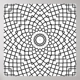 Ineinandergreifende Gitter-Mandala mit eckiger Fli Poster