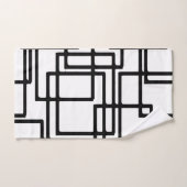 Ineinandergreifende schwarze Quadrate künstlerisch Badhandtuch Set (Handtuch)