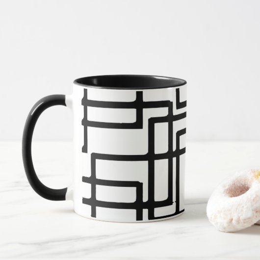 Ineinandergreifender schwarze tasse (Mit Donut)