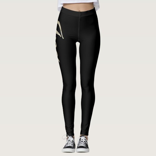 Ines white gold Handwriting Hose Leggings (Vorderseite)