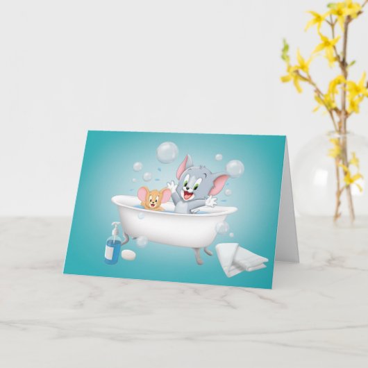 Infant Tom and Jerry Taking a Bath Karte (Gelbe Blume)