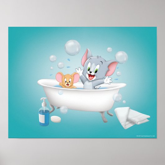 Infant Tom and Jerry Taking a Bath Poster (Vorne)