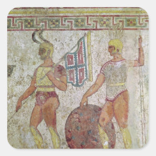 Infanteristen, Grabmalerei von Paestum Quadratischer Aufkleber