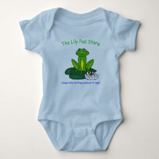 Infant's Frog on a Lily Pad Blue Bodysuit Baby Strampler