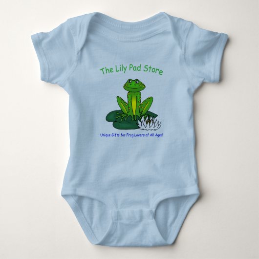 Infant's Frog on a Lily Pad Blue Bodysuit Baby Strampler (Vorderseite)