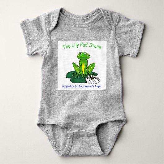Infant's Frog on a Lily Pad Gray Bodysuit Baby Strampler (Vorderseite)
