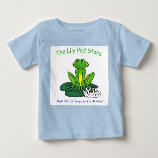 Infant's Frog on a Lily Pad White on Blue T-Shirt (Vorderseite)