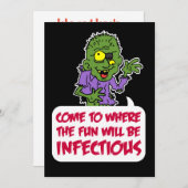 Infektiöse Fun Zombie Cartoon Halloween-Party Einladung (Vorne/Hinten)