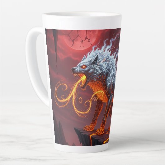 Infernal Sentinel Lava Wolf Latte Tasse (Linke Ecke)