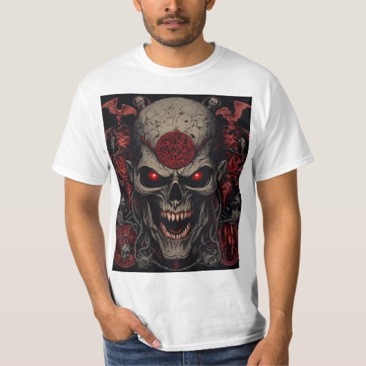 Infernal Skull King – Dark Horror Demon Skull Art  T-Shirt (Vorderseite)