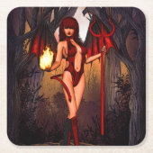 Infernal Temptress" Rechteckiger Pappuntersetzer (Vorderseite)
