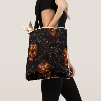 Infernal Vine Pumpkin Skull Halloween Tote Bag Tasche