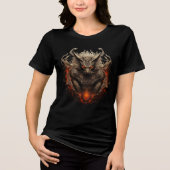 Infernal Warrior Wolf Fantasy Art Tri-Blend Shirt (Vorderseite)