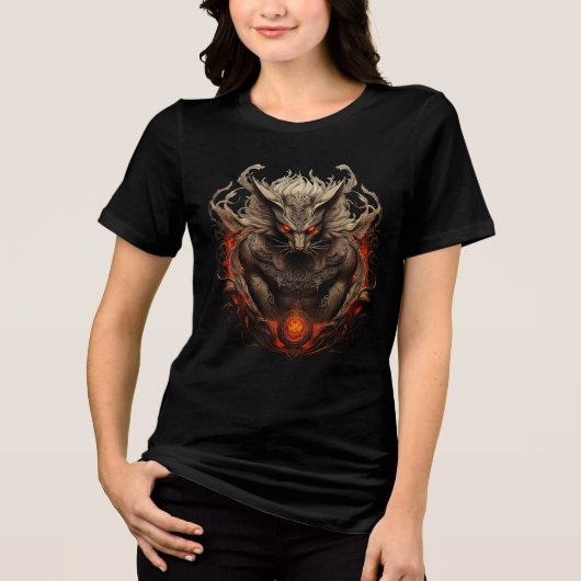 Infernal Warrior Wolf Fantasy Art Tri-Blend Shirt (Vorderseite)