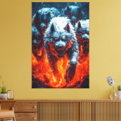 Infernal Wolf Pack Canvas Print Leinwanddruck (Insitu (Wohnzimmer))