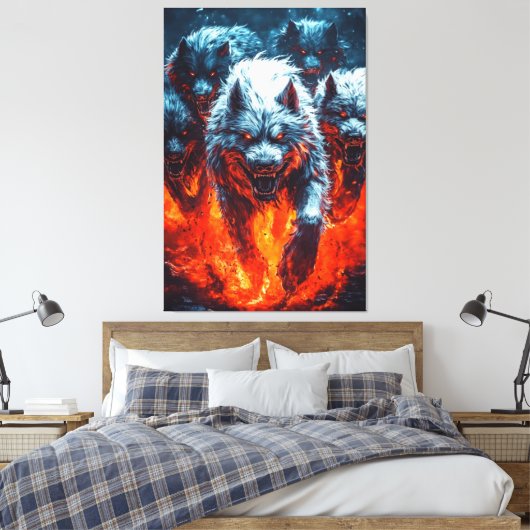Infernal Wolf Pack Canvas Print Leinwanddruck (Insitu (Schlafzimmer))