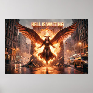 Infernalische Flügel im regenbeleuchteten Ruin Pos Poster