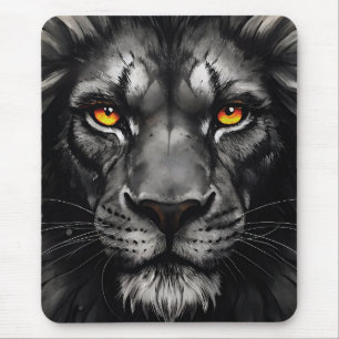 Inferno-Augen Schwarzer Löwenkönig-Porträt Mousepad