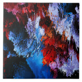 Inferno Blauer Rot Moderne Abstrakte Kunst Fliese (Vorderseite)