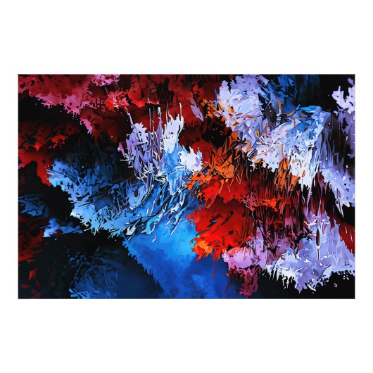 Inferno Blauer Rot Moderne Abstrakte Kunst Fotodruck (Vorne)