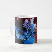 Inferno Blauer Rot Moderne Abstrakte Kunst Kaffeetasse (Vorderseite Links)