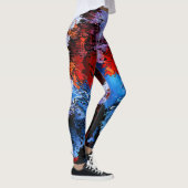 Inferno Blauer Rot Moderne Abstrakte Kunst Leggings (Rechts)