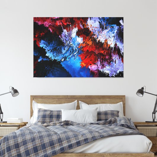 Inferno Blauer Rot Moderne Abstrakte Kunst Leinwanddruck (Insitu (Schlafzimmer))
