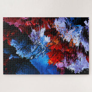 Inferno Blauer Rot Moderne Abstrakte Kunst Puzzle