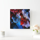 Inferno Blauer Rot Moderne Abstrakte Kunst Quadratische Wanduhr (Zuhause)