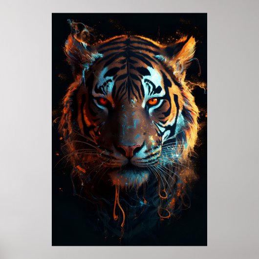 Inferno Blick: Tiger fierce mit fiery Eyes Poster (Vorne)
