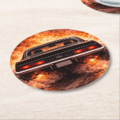 Inferno Burnout Muscle Car Runder Pappuntersetzer (Angewinkelt)