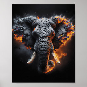 Inferno-Elefant – Lava- und Feuer-Elefanten-Kunstw Poster